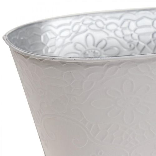 Floristik24 Pflanzschale Metall Blumenschale Oval Creme 25x14,5x10cm