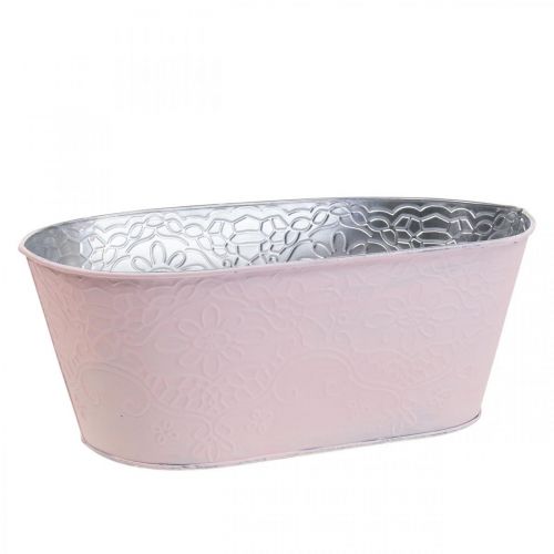 Floristik24.de Pflanzschale Metall Blumenschale Oval Rosa 25x14,5x10cm-08687