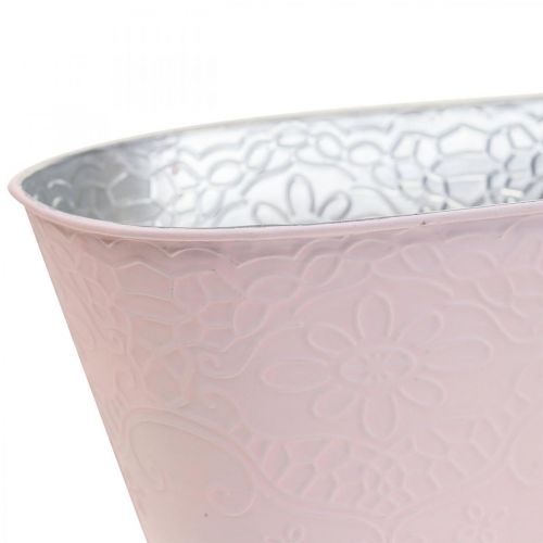 Floristik24 Pflanzschale Metall Blumenschale Oval Rosa 25x14,5x10cm