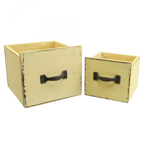 Floristik24 Pflanzschublade Pflanzkasten Holz Gelb 12,5/16cm 2er-Set
