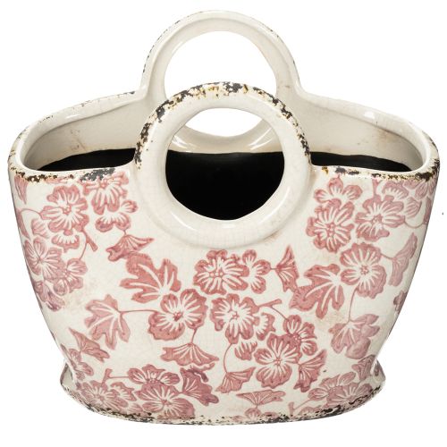 Artikel Pflanzentopf dekorativer Blumenhalter mit Henkel floral 21cm