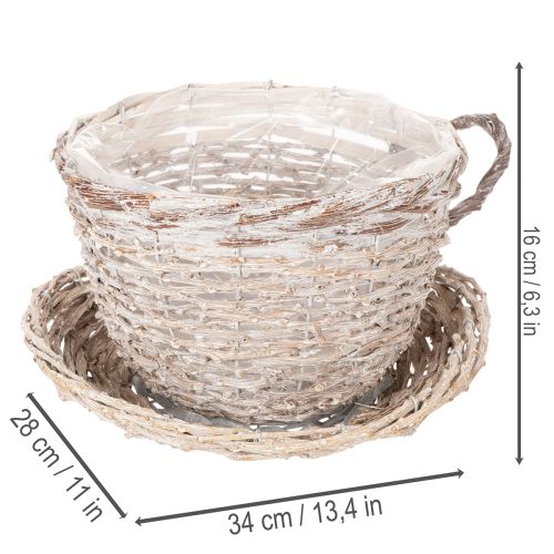 Korb Tasse mit Unterteller Dekoration große Tischdeko 34cm | Floristik24.de