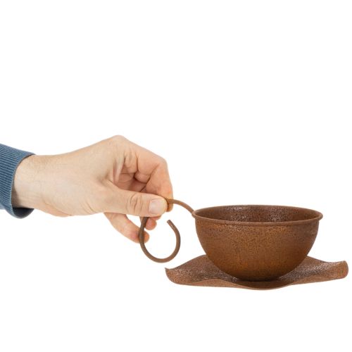 Pflanztasse mit Untertasse Vintage Rost Ø17,5cm H6cm | Floristik24.de