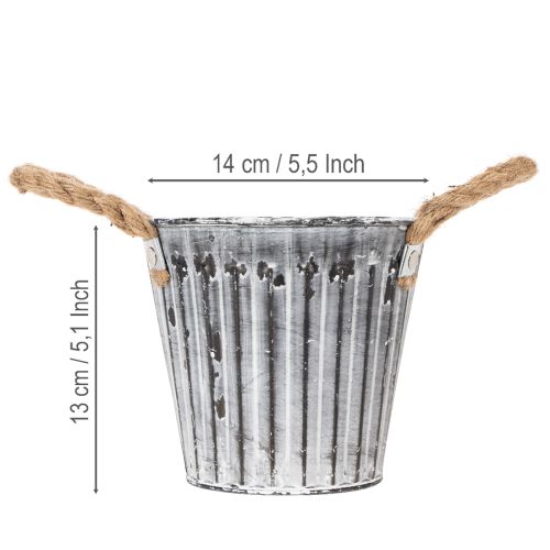 Pflanztopf mit Henkeln, Übertopf aus Metall, Deko Topf zum Bepflanzen Ø14,5cm | Floristik24.de