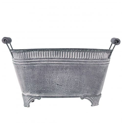 Floristik24 Pflanztopf Oval Blumentopf Metall Fuß Lila Weiß L28cm