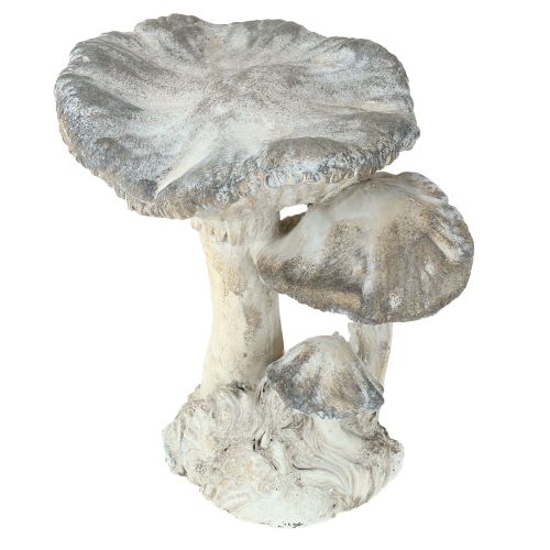 Pilz Deko Steinguss Grau Weiß gewaschen 21,5×18×22cm