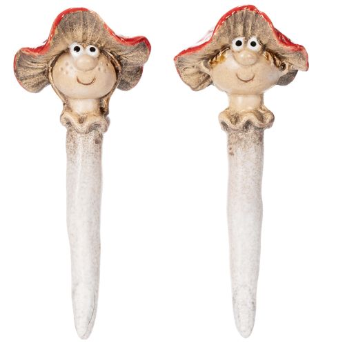 Pilz Stecker Dekofigur Mädchen und Junge Fliegenpilz mit Gesicht 13cm 2St | Floristik24.de