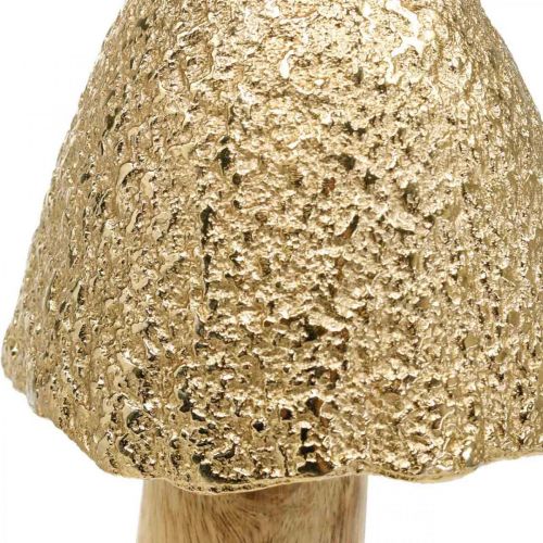 Floristik24 Deko Pilz groß Metall Holz Golden, Natur Deko Figur Herbst 32cm