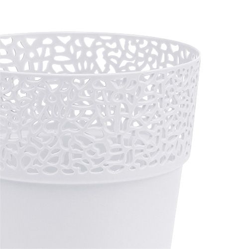 Floristik24 Plastik Übertopf Weiß Ø14,5cm H15,5cm 1 St
