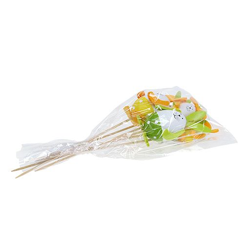 Floristik24 Plastik-Ei Hase 7cm - 9cm Weiß-Grün am Stab 6St