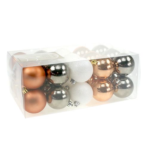 Floristik24 Plastikkugel mix in braun, kupfer Ø6cm 30St