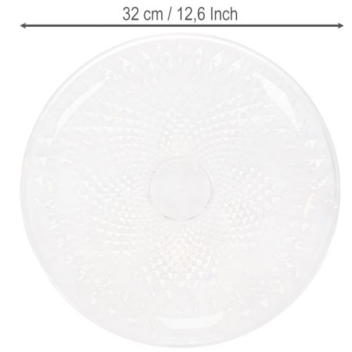 Deko Teller transparent rund Schale mit Fuß 32cm | Floristik24.de