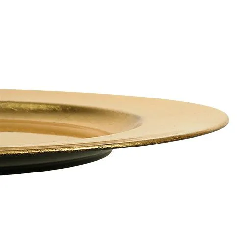 Plastikteller Ø33cm Gold mit Blattgold-Effekt | Floristik24.de