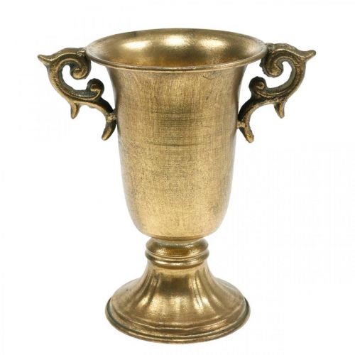 Floristik24 Deko-Pokal mit Henkeln Golden Ø11cm H17,8cm Antik-Optik