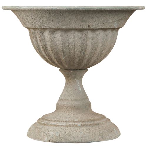 Floristik24 Pokalschale mit Fuß Metall Vintage Grau Ø16cm H14,5cm