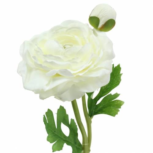 Kunstblume Ranunkel mit Blüte und Knospe Weiß H34cm