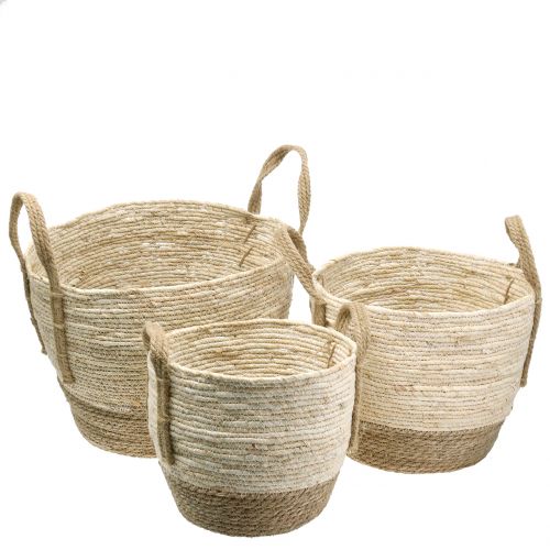Floristik24 Rattankorb Natur/Braun Ø40/32/26cm 3St