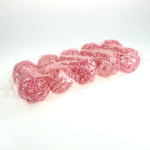 Floristik24 Rattankugel Ø10cm Rosa 10St