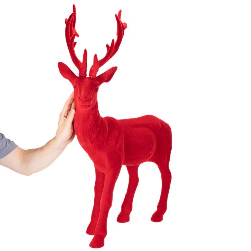 Dekofigur Hirsch stehend groß Beflockte Weihnachtsdeko 85cm | Floristik24.de