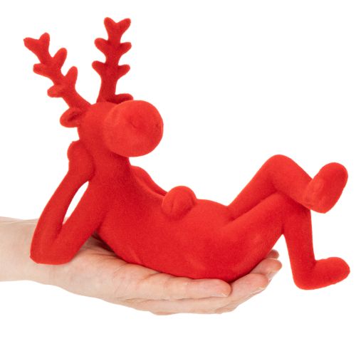 Dekofigur Rentier rot liegend modernes Design 24cm 2St | Floristik24.de