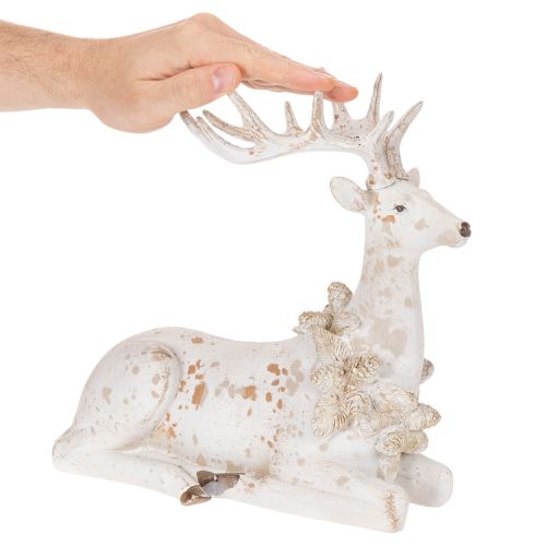 Dekofigur Hirsch sitzend mit Geweih 30cm | Floristik24.de