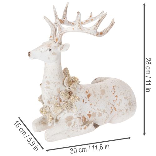 Dekofigur Hirsch sitzend mit Geweih 30cm | Floristik24.de