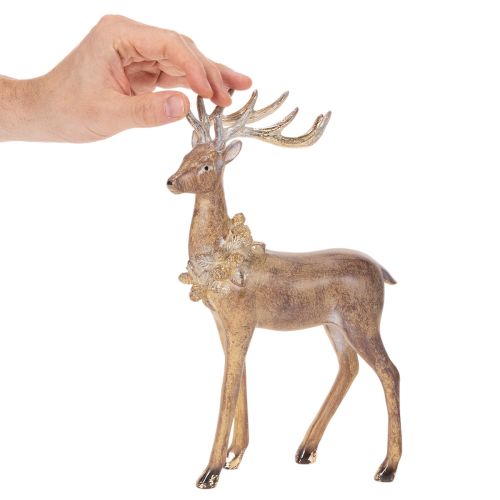 Dekofigur Hirsch mit Geweih zum Aufstellen Weihnachtsdeko 28cm | Floristik24.de