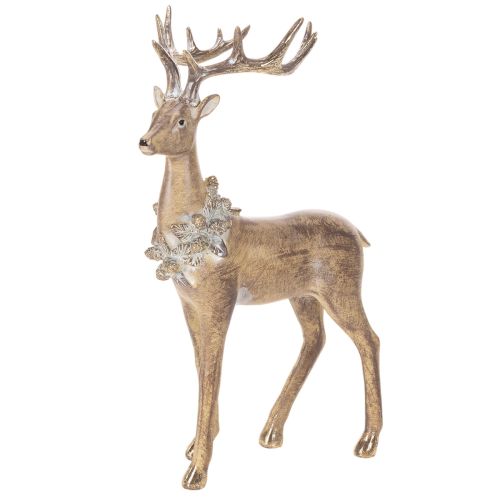 Dekofigur Hirsch stehend mit Geweih und Tannenzapfen 41cm kaufen | Floristik24.de