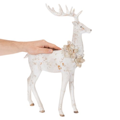 Dekofigur Hirsch mit Zapfenschmuck für winterliche Dekoration 49cm | Floristik24.de