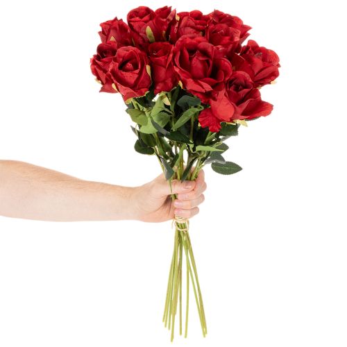 Künstliche Rose mit langem Stiel Rote Kunstblume 62cm 12St | Floristik24.de
