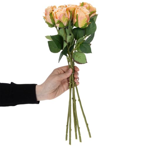 Artikel Kunstrosen Bouquet mit realistischem Look dauerhaft haltbar für Hochzeitsdeko 44cm 6St