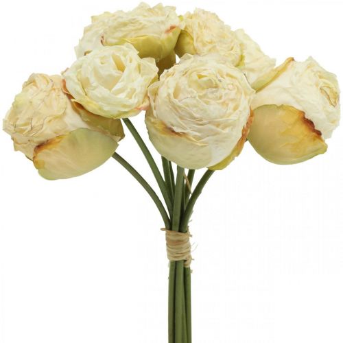 Künstliche Rosen, Seidenblumen, Rosenbund Cremeweiss L23cm 8St