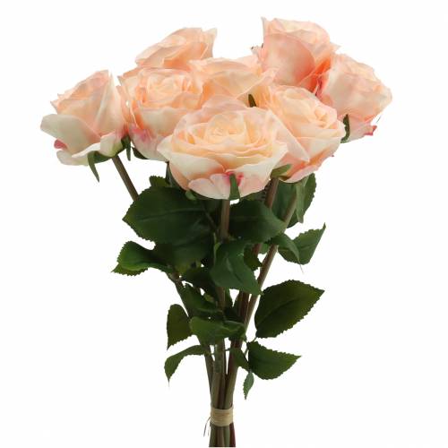 Floristik24 Rosenbouquet künstlich Apricot 8 St