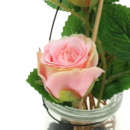 Floristik24.de Rose im Glas Rosa H23cm-66577