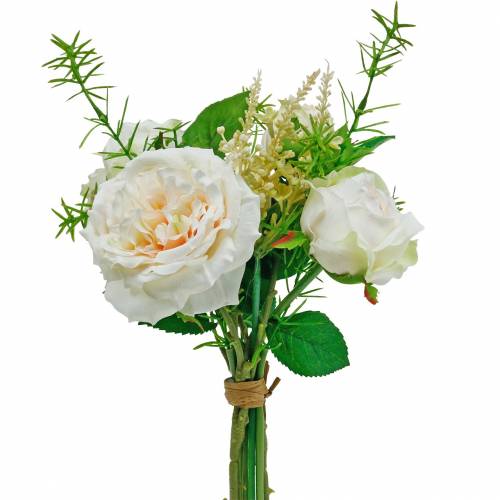Rosenstrauß Rosenbusch Rose Strauß Seidenblume Kunstblume weiß 32 cm 20299-0 F12 