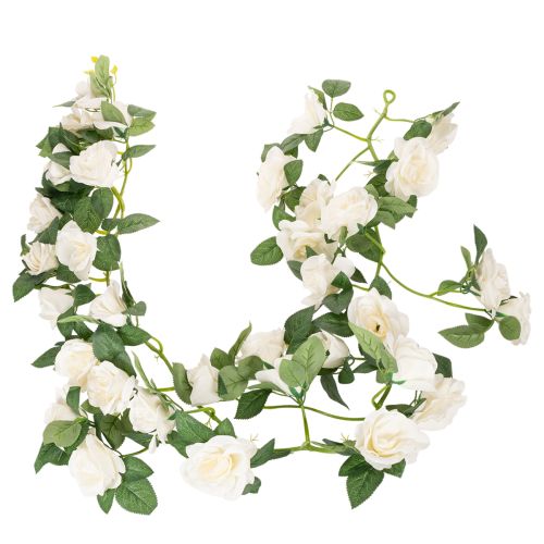 Künstliche Rosen Girlande mit weißen Blüten für Dekoration 170cm