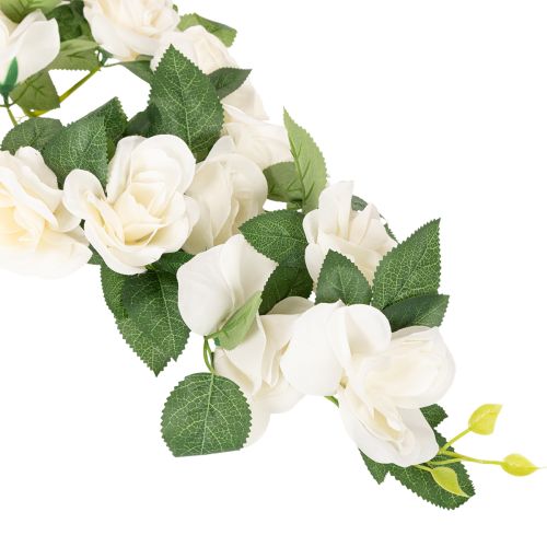 Künstliche Rosen Girlande mit weißen Blüten für Dekoration 170cm | Floristik24.de