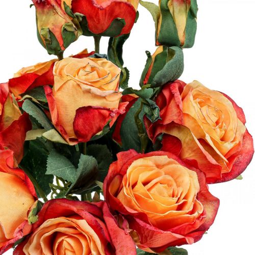 Artikel Rosenstrauß künstlich Rosen Seidenblumen Orange 53cm Bund