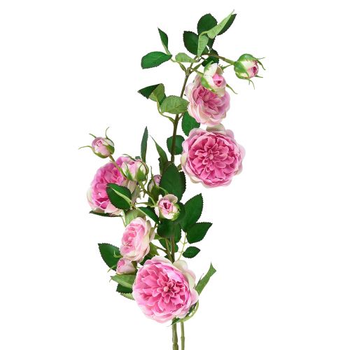 Floristik24 Rosenzweig Seidenrosen Kunstzweig Rosen Pink Cremefarben 79cm