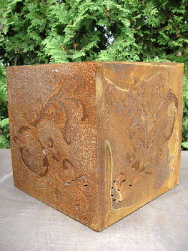 Floristik24 Barockwürfel aus rostigem Metall, 36 cm x 36 cm