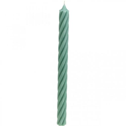 Rustic Kerzen Stabkerzen durchgefärbt Grün 350/28mm 4St