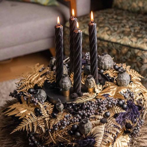 Artikel Rustic Kerzen Stabkerzen durchgefärbt Schwarz 250/28mm 4St