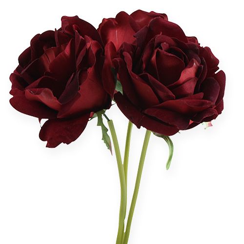9 x Rose Rosenstrauß Strauß Blumenstrauß Seidenblume 24 cm bordeaux 300522-03 F9 