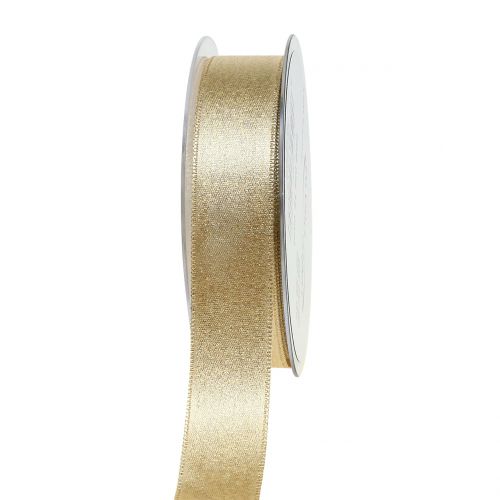Floristik24 Satinband mit Glimmer Gold 25mm 20m