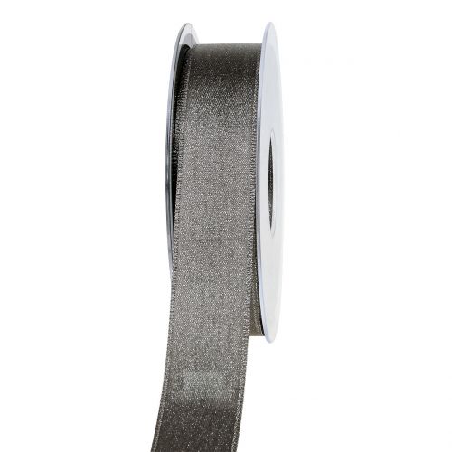 Floristik24 Satinband mit Glimmer Grau 25mm 20m