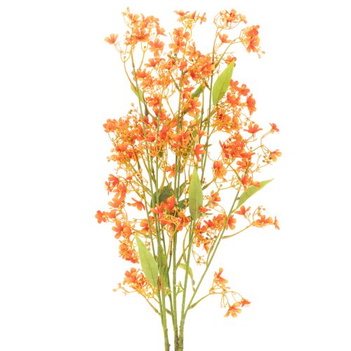Kunstblume Orchideenzweig Orange filigran Raumdeko 110cm 3St
