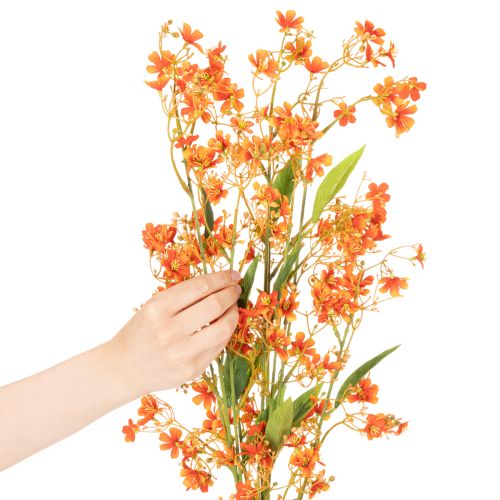 Artikel Kunstblume Orchideenzweig Orange filigran Raumdeko 110cm 3St