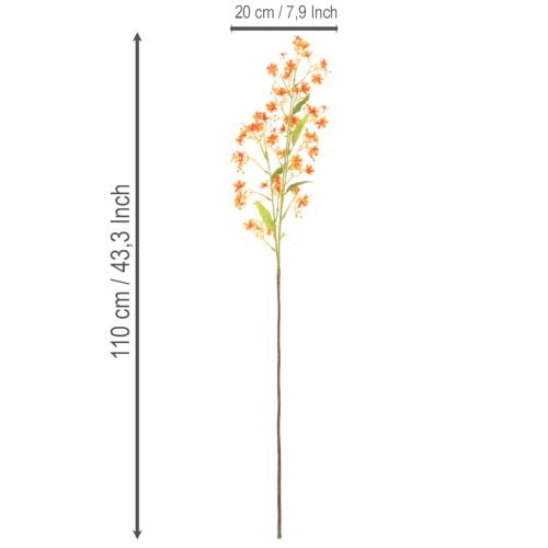 Kunstblume Orchideenzweig Orange filigran Raumdeko 110cm 3St | Floristik24.de