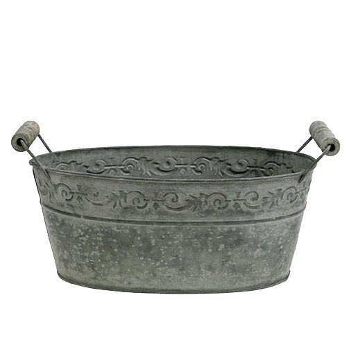Floristik24 Schale Zink oval 25cm x 13,5cm H10,5cm