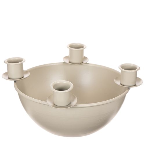Kerzenschale mit 4 Haltern Adventskranz modern Beige 15cm